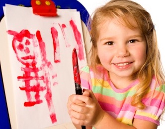 Educational coloring pages-young girl painting